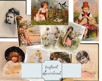 Kids Ephemera Digital Downloads, Vintage Children Images for Junk Journal Embellishments, Collage Art Supplies