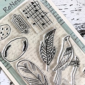 Frühling klar Stempel Set - Vogel exklusive Kunst-Set - Papier Handwerk - handgezeichnete Design