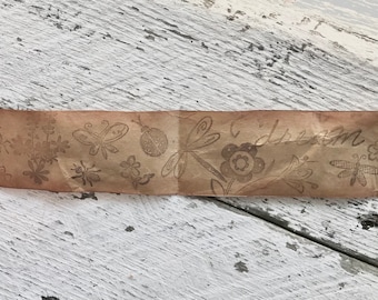 Nature Theme Rustic Paper Roll, Bugs Snippet Roll,  Vintage Collage, Kraft Paper, Junk Journal Belly Band