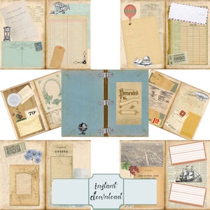 Travel Journal Printable Kit, Cover and Pages, Digital Travelers Notebook, Diy Destination Scrapbook image 1