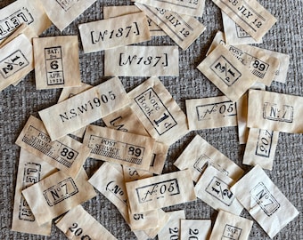 Ephemera variety pack, Stamped paper scraps, Junk journal embellishments kit, old ticket theme, coffee stained paper