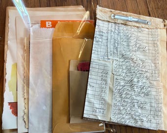 Junk Journal kit, journaling pack for beginners, Vintage Paper, Ephemera, Grandma Cottage Core, ledger Paper, Old papers