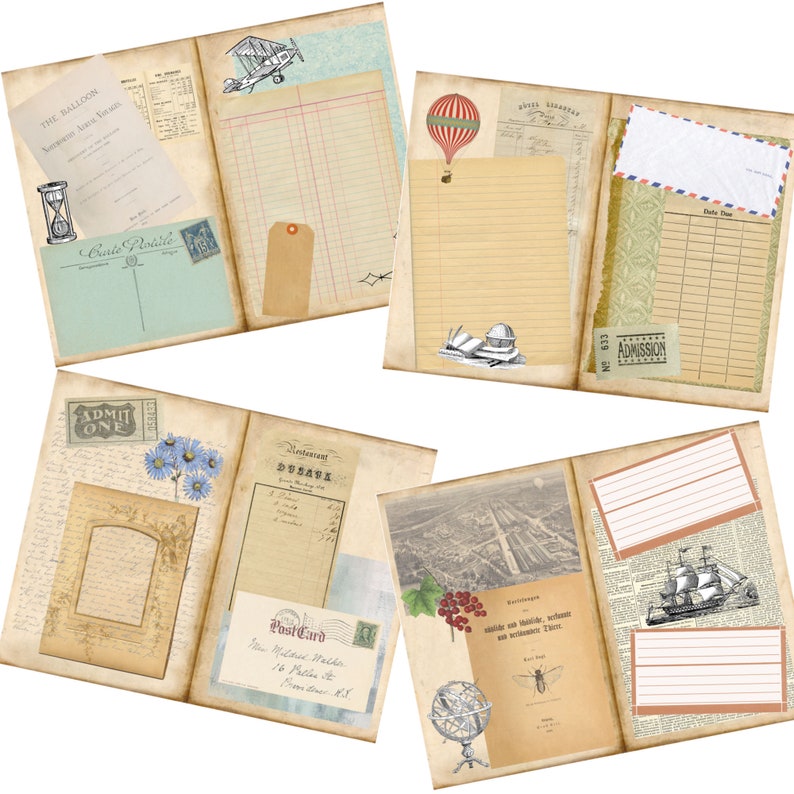 Travel Journal Printable Kit, Cover and Pages, Digital Travelers Notebook, Diy Destination Scrapbook image 3