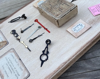 Vintage Clock Parts Assemblage Wall Art, Clockmaker’s Curator Board, Antique Watch Parts & Ephemera, Primitive Industrial Decor, Unique