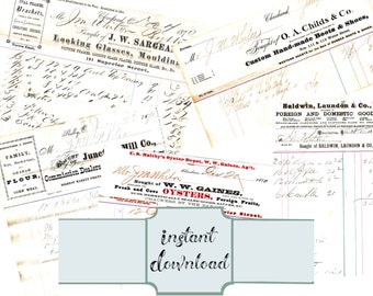 1800s Ephemera Letterhead Receipts, Printable Old Papers (Digital Download)