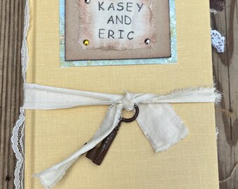Customized Wedding guest book alternative, Personalized, Custom Rustic guestbook, Altered book, Nature, Floral, Junk journal