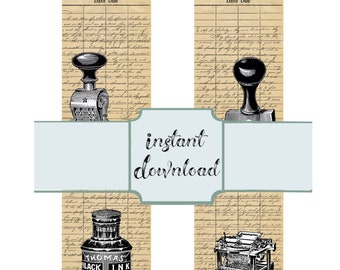 Vintage Library Card Printable Tags, Office Ephemera (Digital Download)