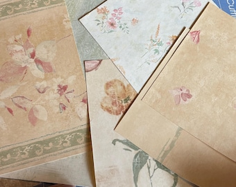 Vintage Wallpaper samples, Floral Junk journaling supplies, Variety of decorative paper, wall paper lot, Vinyl, Journal pack, 10 pieces
