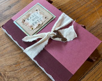 Customized Wedding Guest Book Alternative, Personalized, Rustic Guestbook, Altered book, Vintage Style, Floral Junk journal