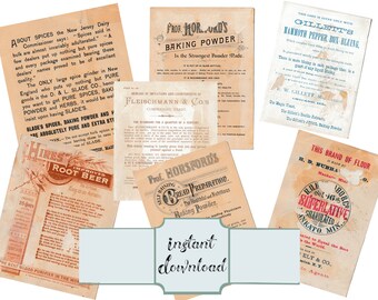 Kit de material publicitario de repostería vintage, diario basura (descarga digital)