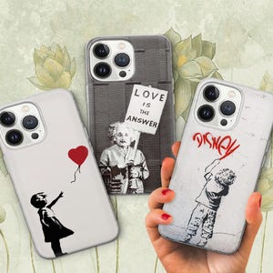 Banksy Art Phone Case Iconic Street Graffiti Cover for iPhone 16 Pro 15 Plus 14 13 12 11 XS XR / Samsung S24 S23 A55 A16 / Pixel 9 Pro 8 7