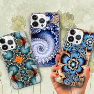 Trippy Fractal Phone Case Psychedelic Art Design Cover for iPhone 16 Pro 15 Plus 14 13 12 11 XS XR / Samsung S24 S23 A55 A16 / Pixel 9 Pro 8