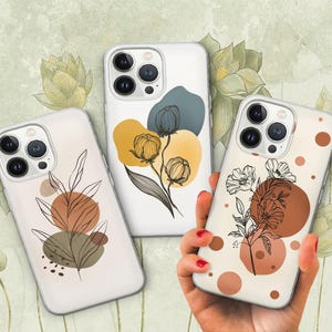 Custodia per telefono Scandi Boho, toni della terra, minimalista, per iPhone 16 Pro 15 Plus 14 13 12 11 XS XR/ Samsung S24 S23 A55 A16 / Pixel 9 Pro 8