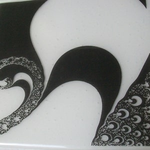 Black and White Fractal Fused Glass Mantle Art, Fused Glass Art Panel, Fused glass sculpture, Fused glass panel, Fused Glass Art, Glass Art