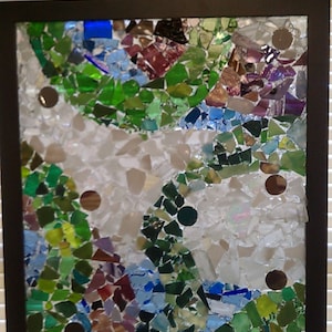 Abstract Mosaic Glass Window Panel, Mosaic Glass Art Panel, Mosaic Art Glass, Mosaic Glass, Mosaic Panel, Glass on Glass Mosaic