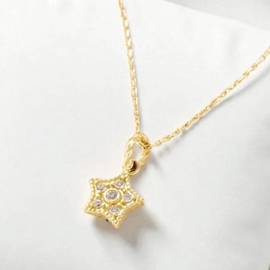 14K Solid Gold Star Pendant Necklace with Diamonds, Dainty Celestial Charm Jewelry, Elegant Gift for Her, Birthday or Everyday Shine
