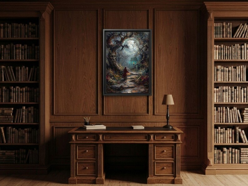 Dark Fantasy Canvas Moonlit Forest Print Gothic Enchanted Pathway Wall ...