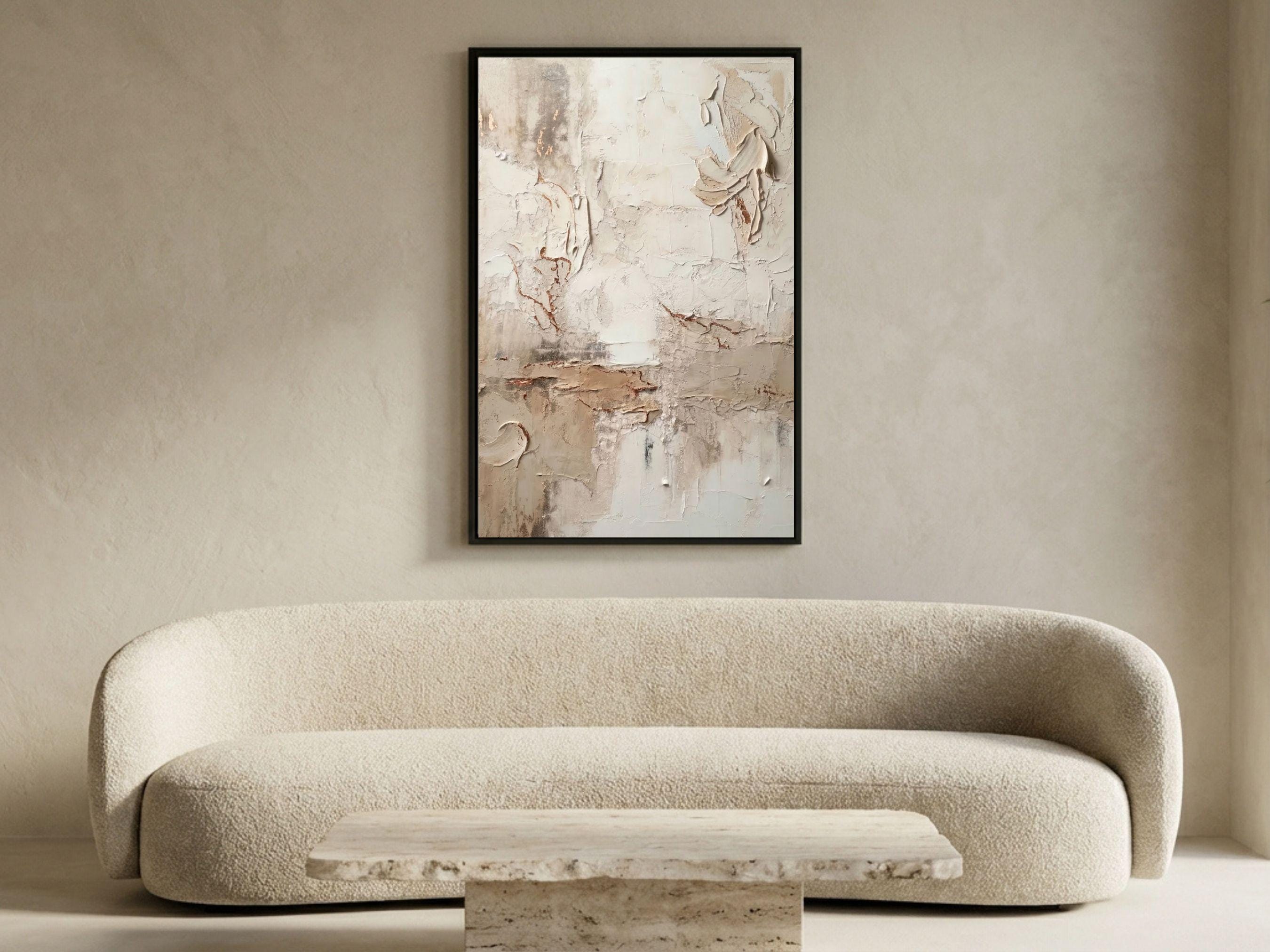 Wabi Sabi Art - Neutral Abstract Framed Canvas - Minimalist Modern Wall ...
