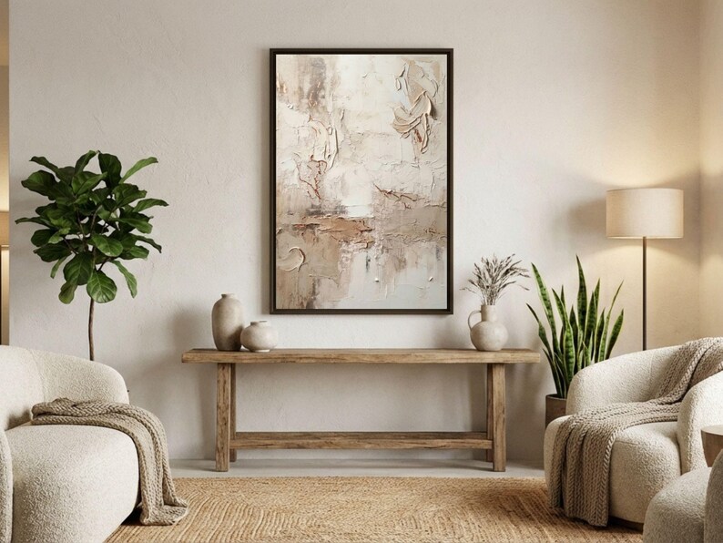 Wabi Sabi Art - Neutral Abstract Framed Canvas - Minimalist Modern Wall ...