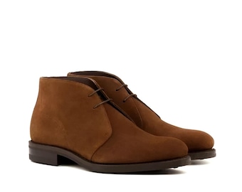 Handmade Brown Suede Chukka Boots: Leather Ankle Boots, Personalized Gift