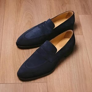 Comfort Latest Handmade Men&#39;s Blue Loafers Suede Leather Loafer Shoes For Men, Slip On Shoes, Dress Shoes, Moccasin, Loafers For Men
