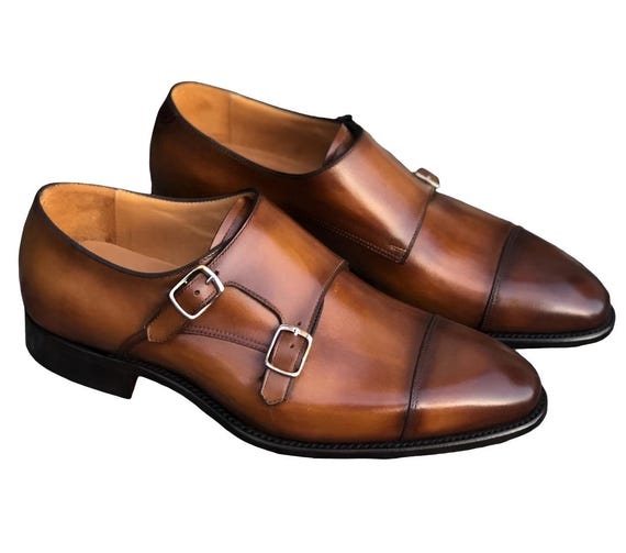 brown monk strap dress shoes The Lucca Monk Shoe in Honey Floral