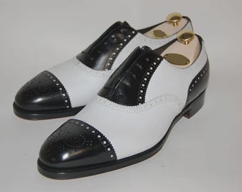 Handmade Leather Spectator Shoes: Two Tone Oxford Dress Shoes