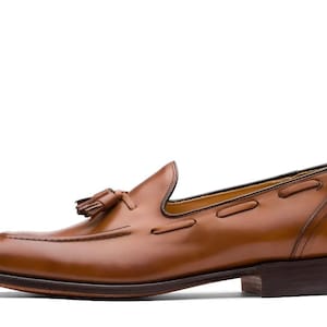 Handmade Genuine Leather Dark Brown Slip On Tassels Moccasin Loafers Dress Shoes, Slip On Shoes, Dress Shoes, Moccasin, Loafers For Men