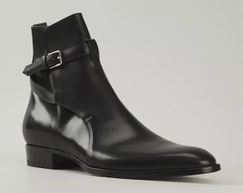 Handgemaakte zwarte leren jodhpurs: Goodyear paspelschoenen voor heren