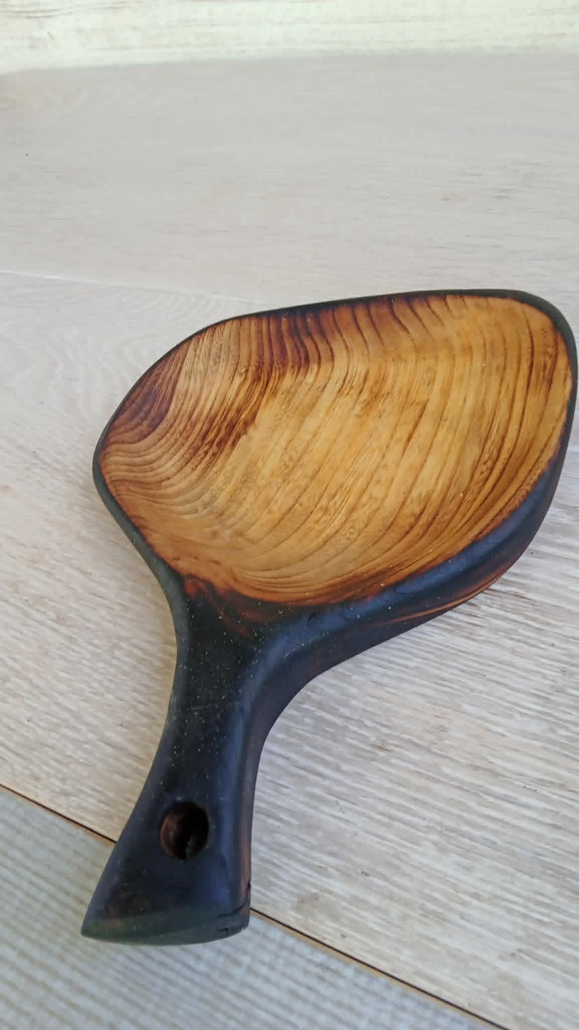 Handcarved Set of Burnt Birch Bark Serving Bowls: Rustic Wood Fruit Dish Set — image 7