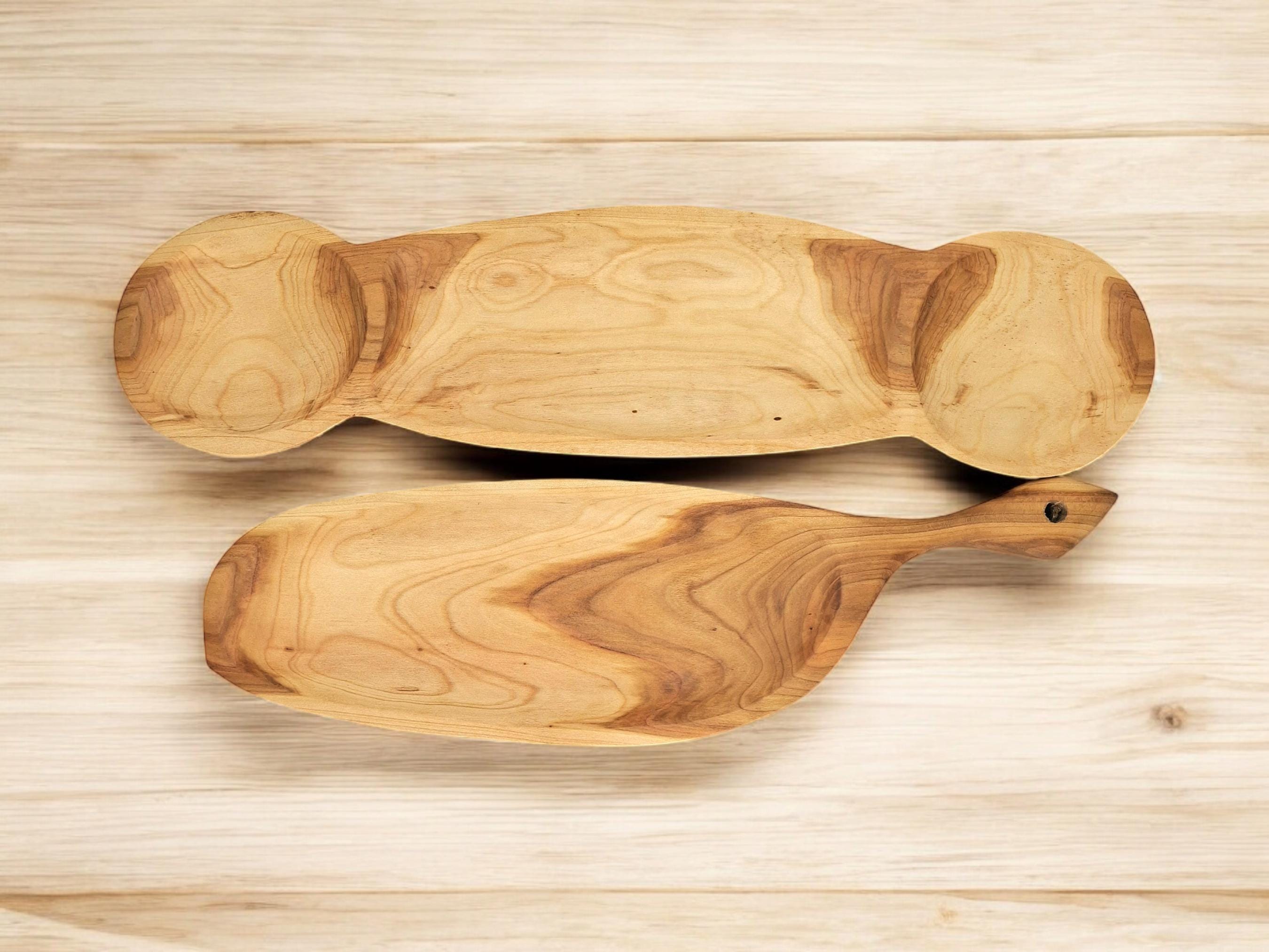 Handmade Cherry Wooden Bowl, Wood Serving Platters, Tapas Dish