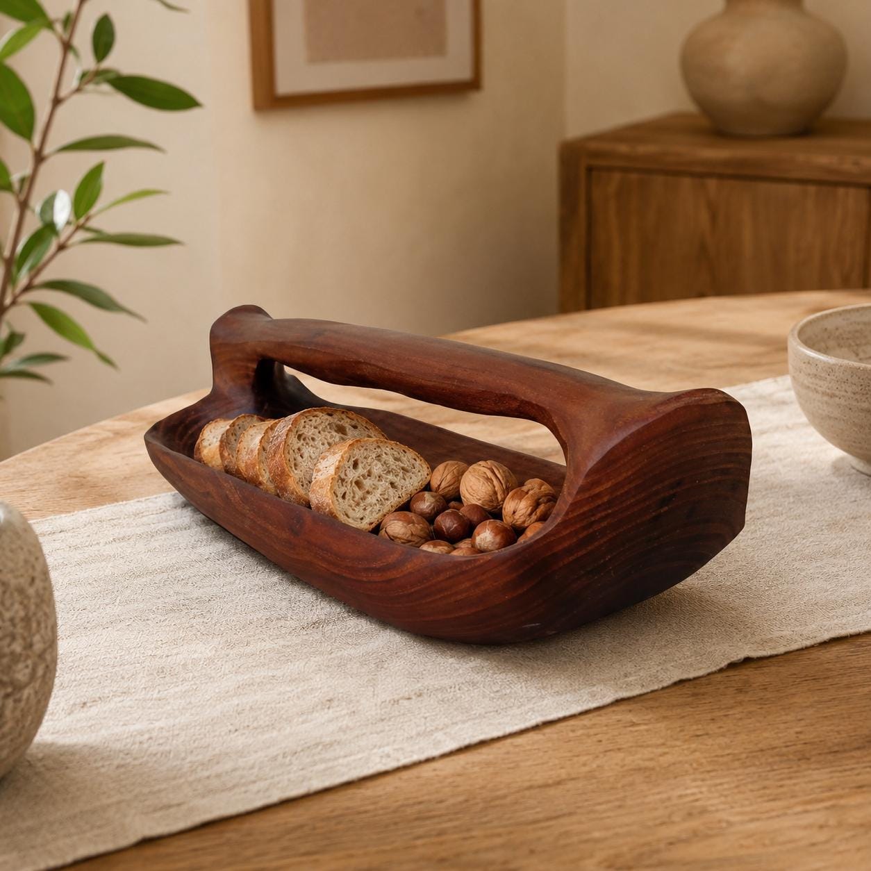Handmade russian Olive Wood Bowl: Wooden Sculpture, Rustic Decor