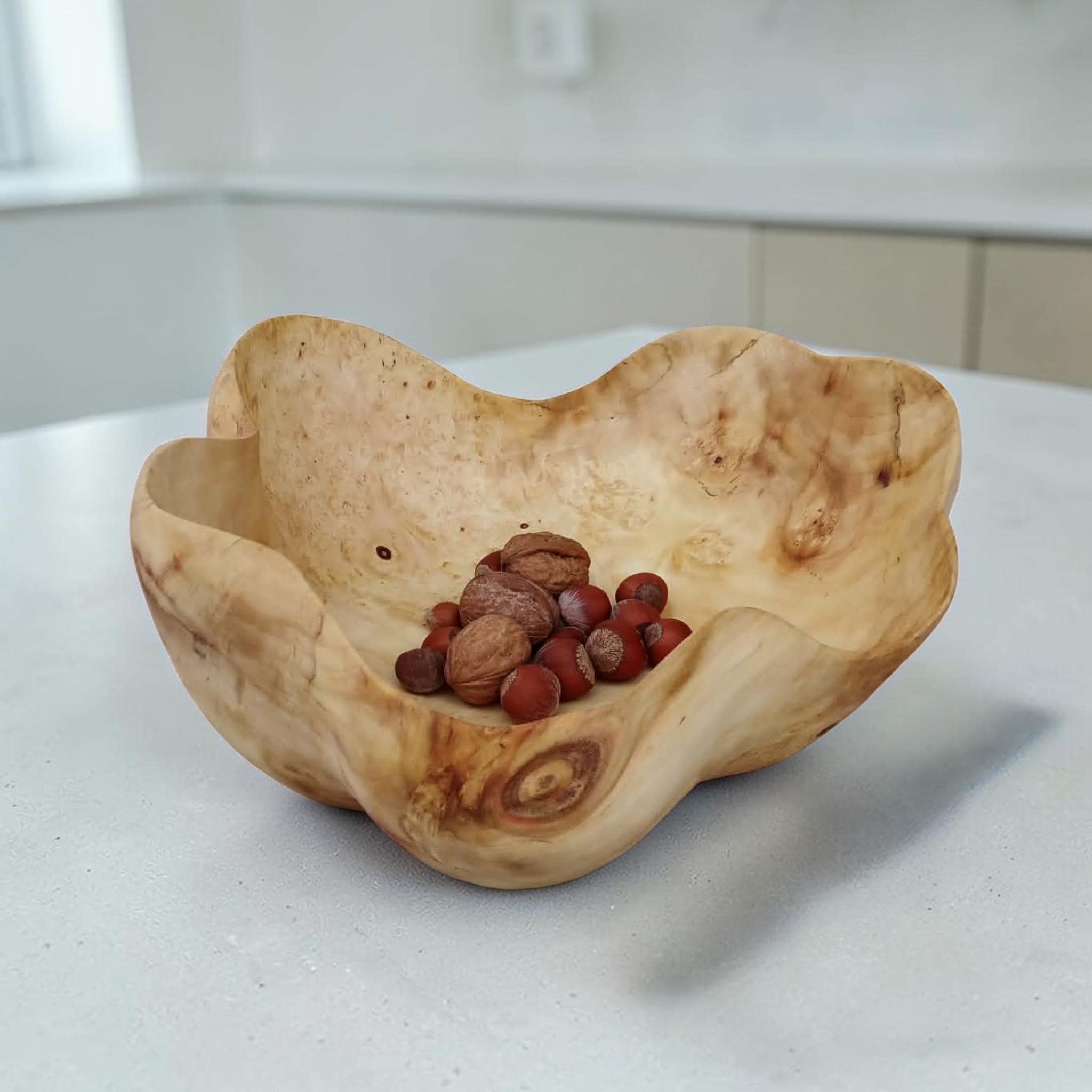 Hand-Carved American Maple Burl Wood Bowls, Rustic Wooden Bowl — image 4