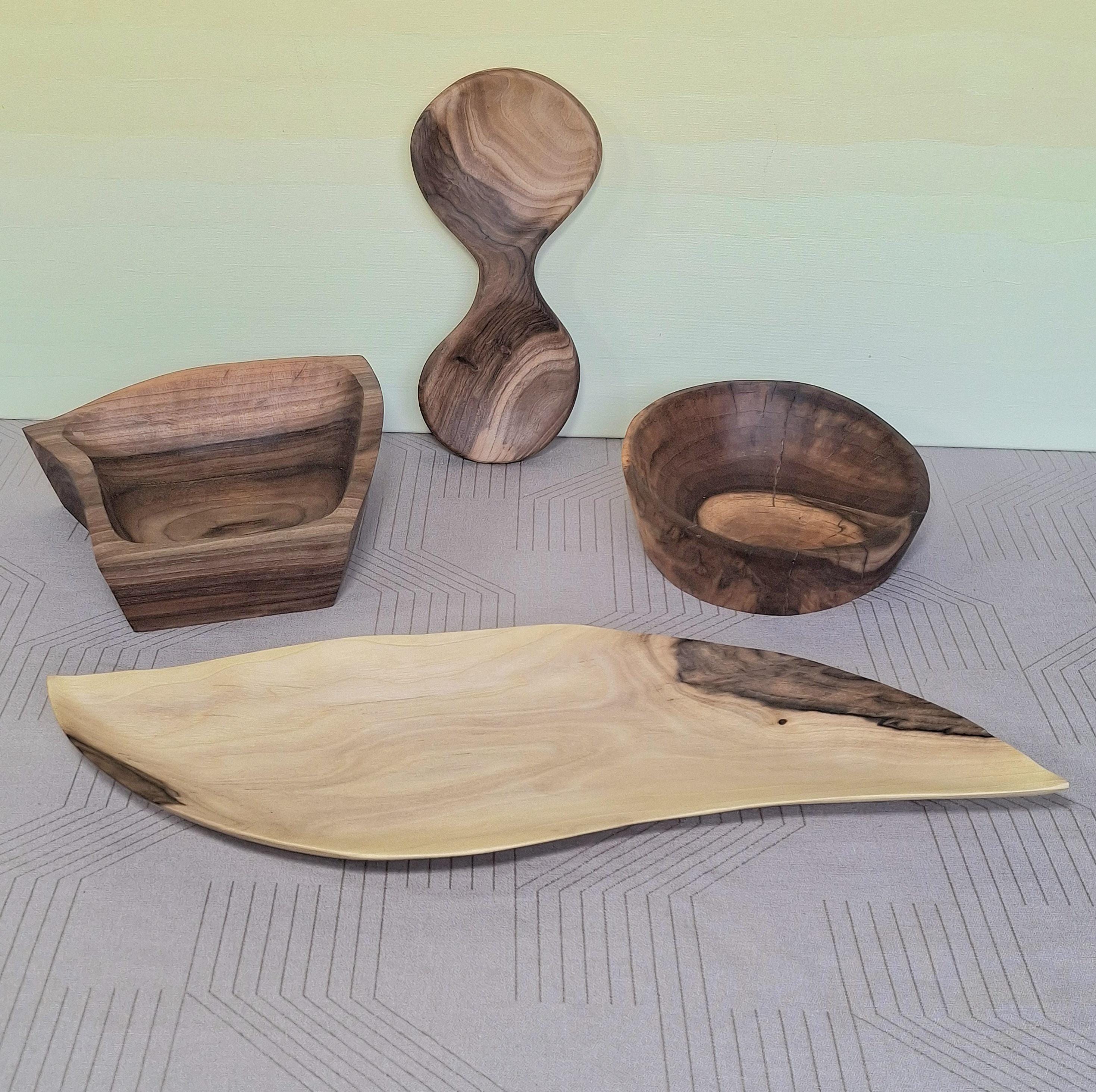 Handmade Walnut Wooden Bowl: Carved Wood Jewelry Tray, Trinket Dish, Serving Platter — image 4