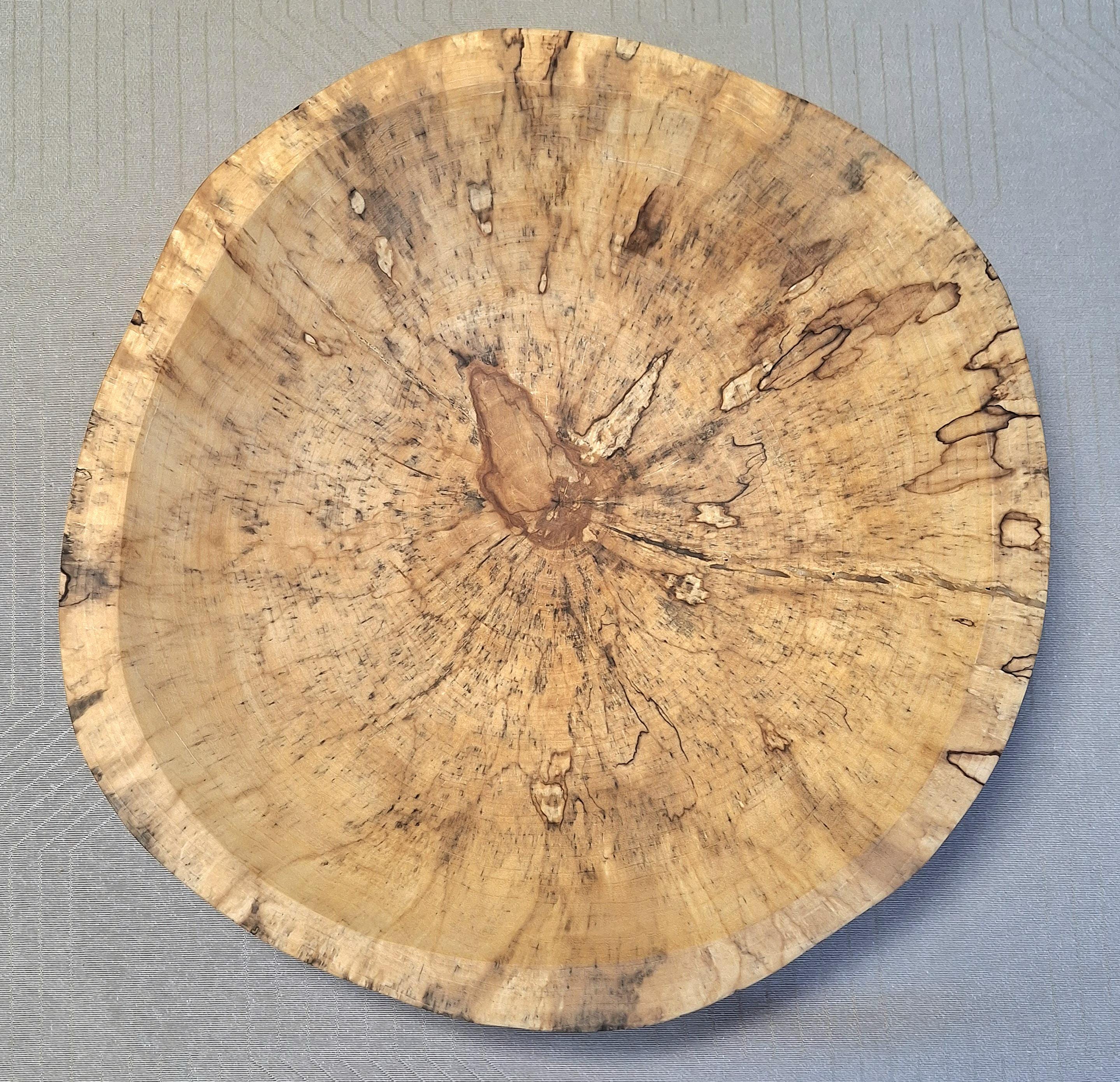 Handmade Spalted Birch Wood Plate: Rustic Fruit or Dough Bowl, 26cm — image 7