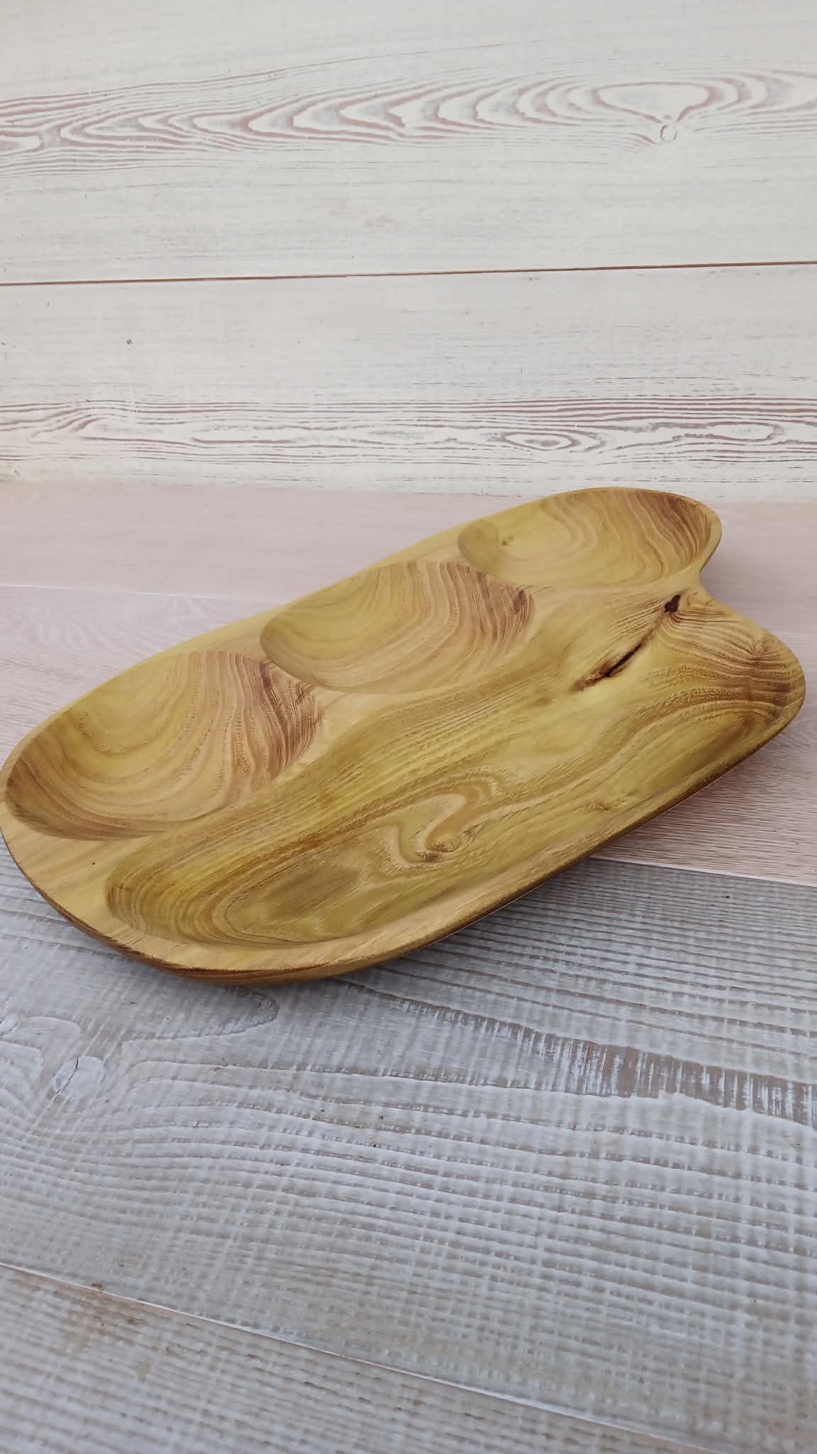 Handmade Wooden Bowls: Fruit or Salad Plate, Serving Platter, Rustic Decor — image 5