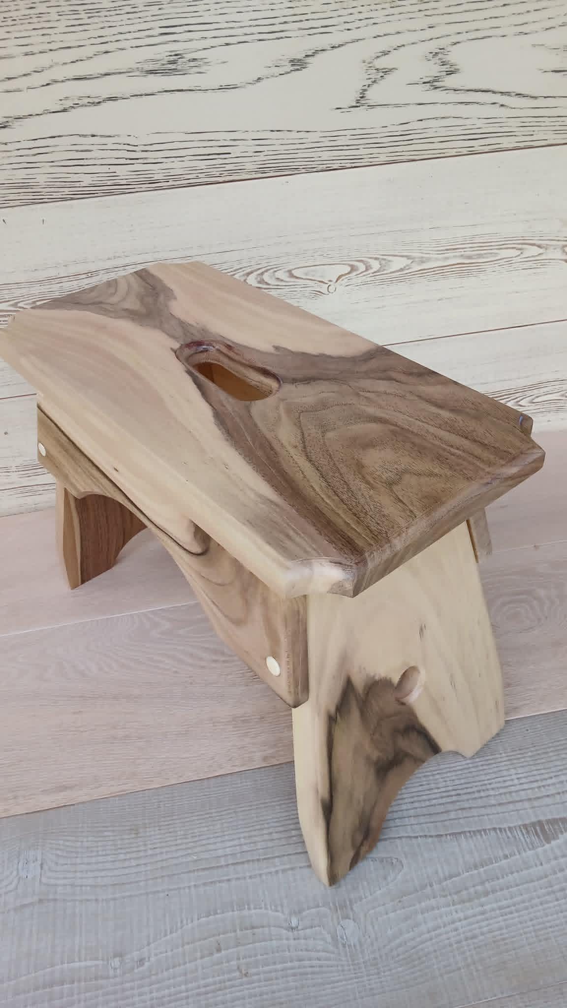 Handmade Walnut Milking Stool: Rustic Step Stool Plant Stand — image 3
