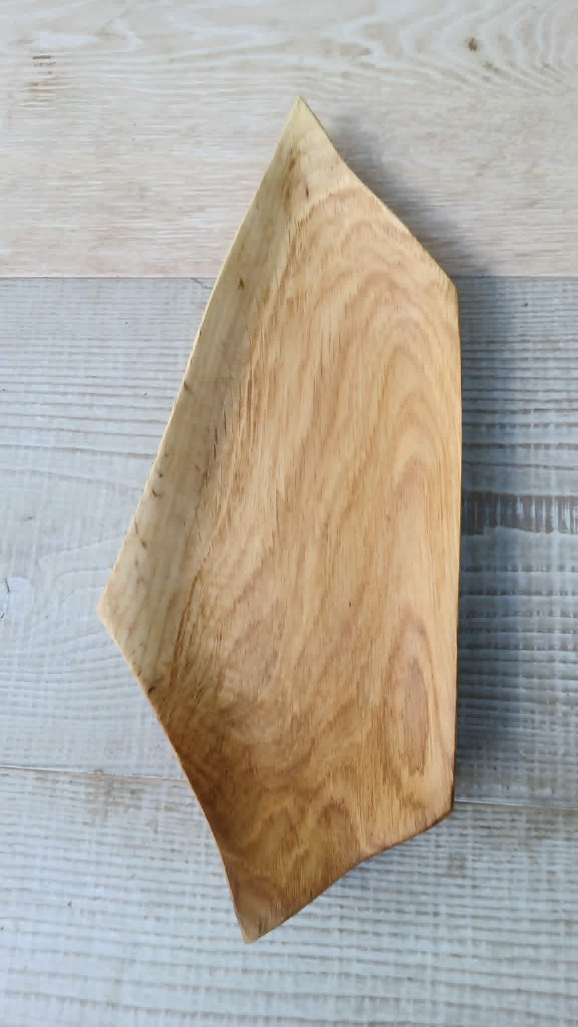 Hand Carved Oak and Elm Wood Rustic Bowl: Wooden Salad, Fruit, Dough Bowl — image 2