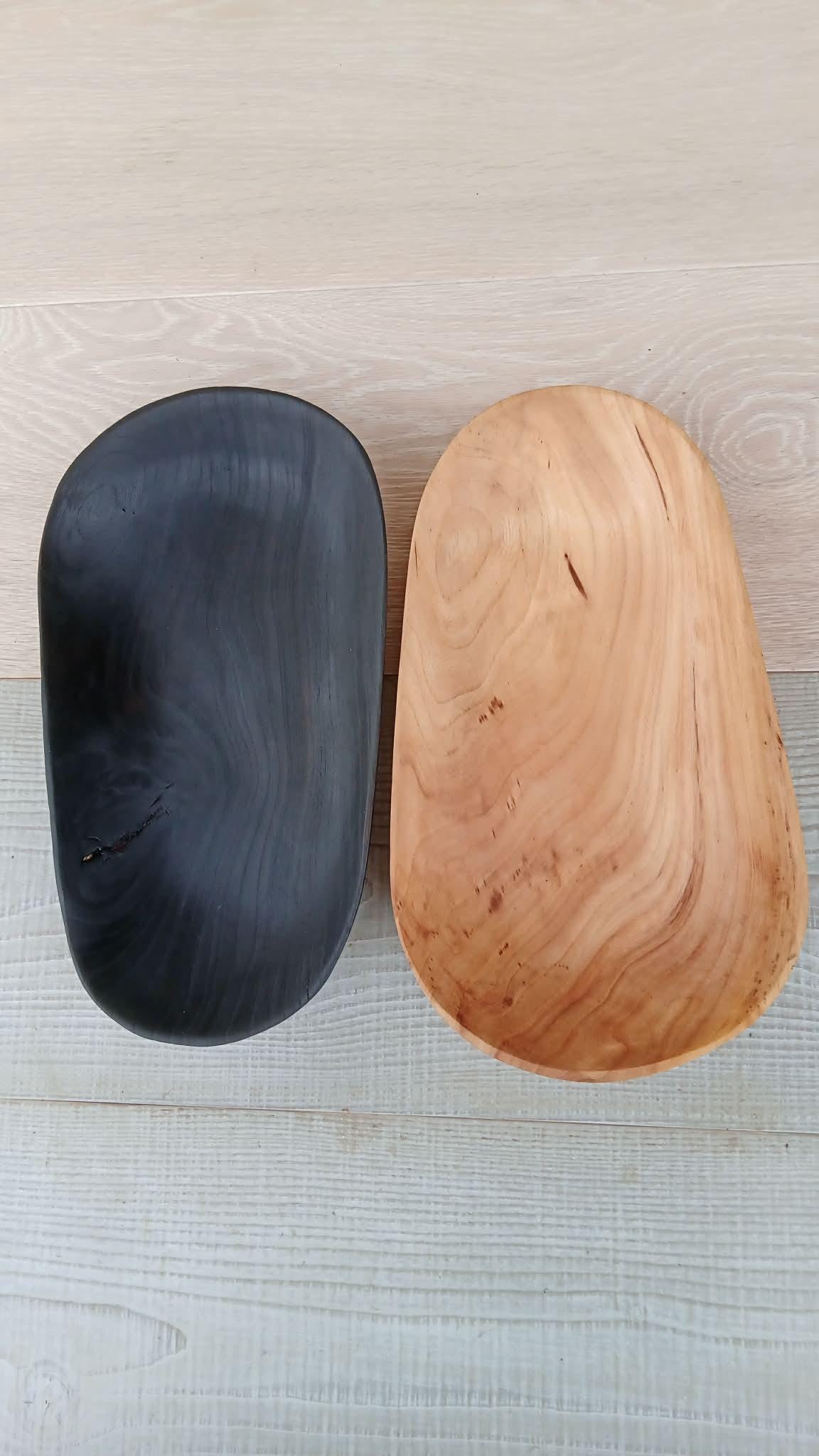 Handmade Set of 2 Wooden Bowls: Rustic Serving Platters — image 7
