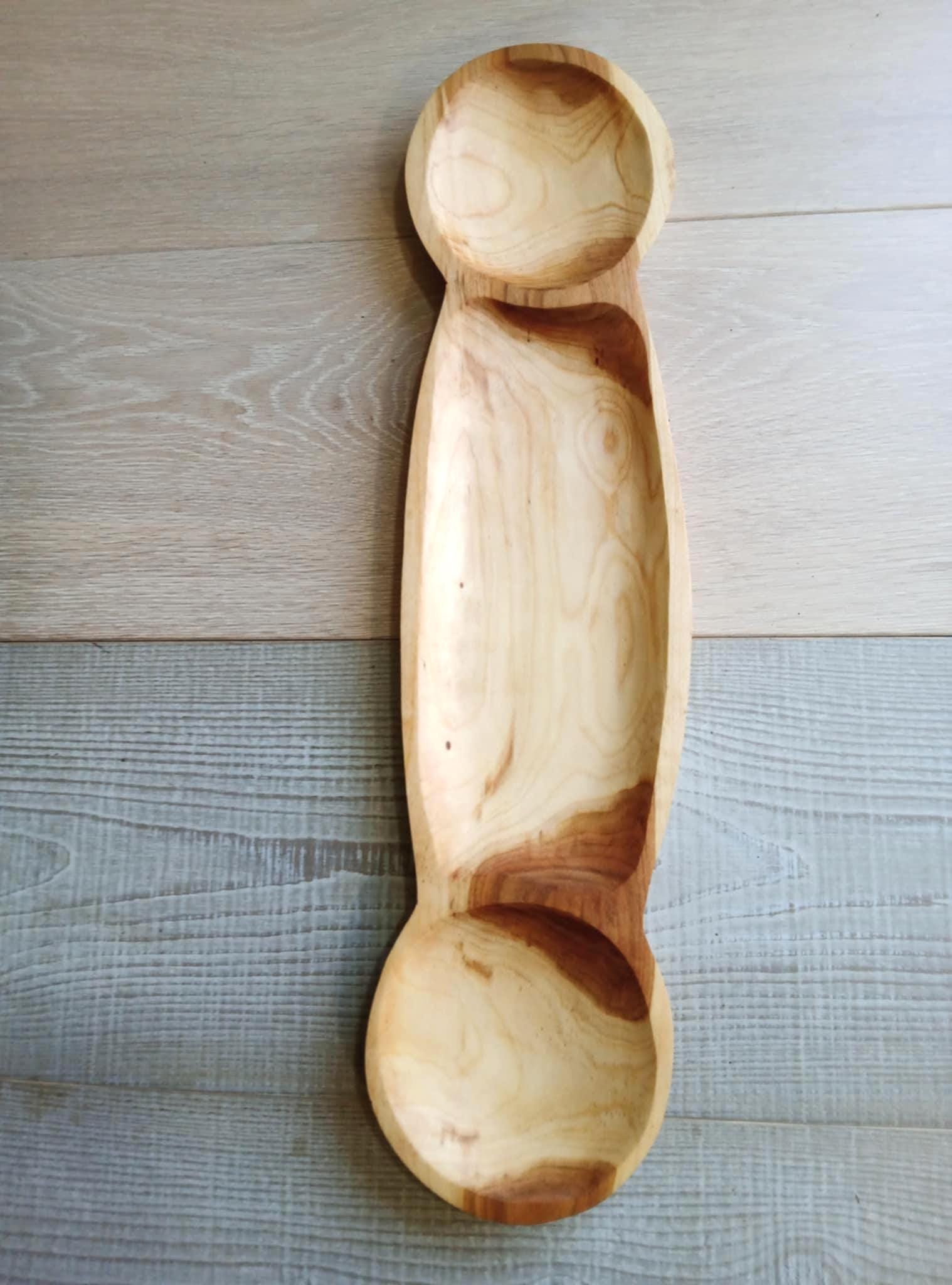 Handmade Cherry Wooden Bowl, Wood Serving Platters, Tapas Dish — image 4