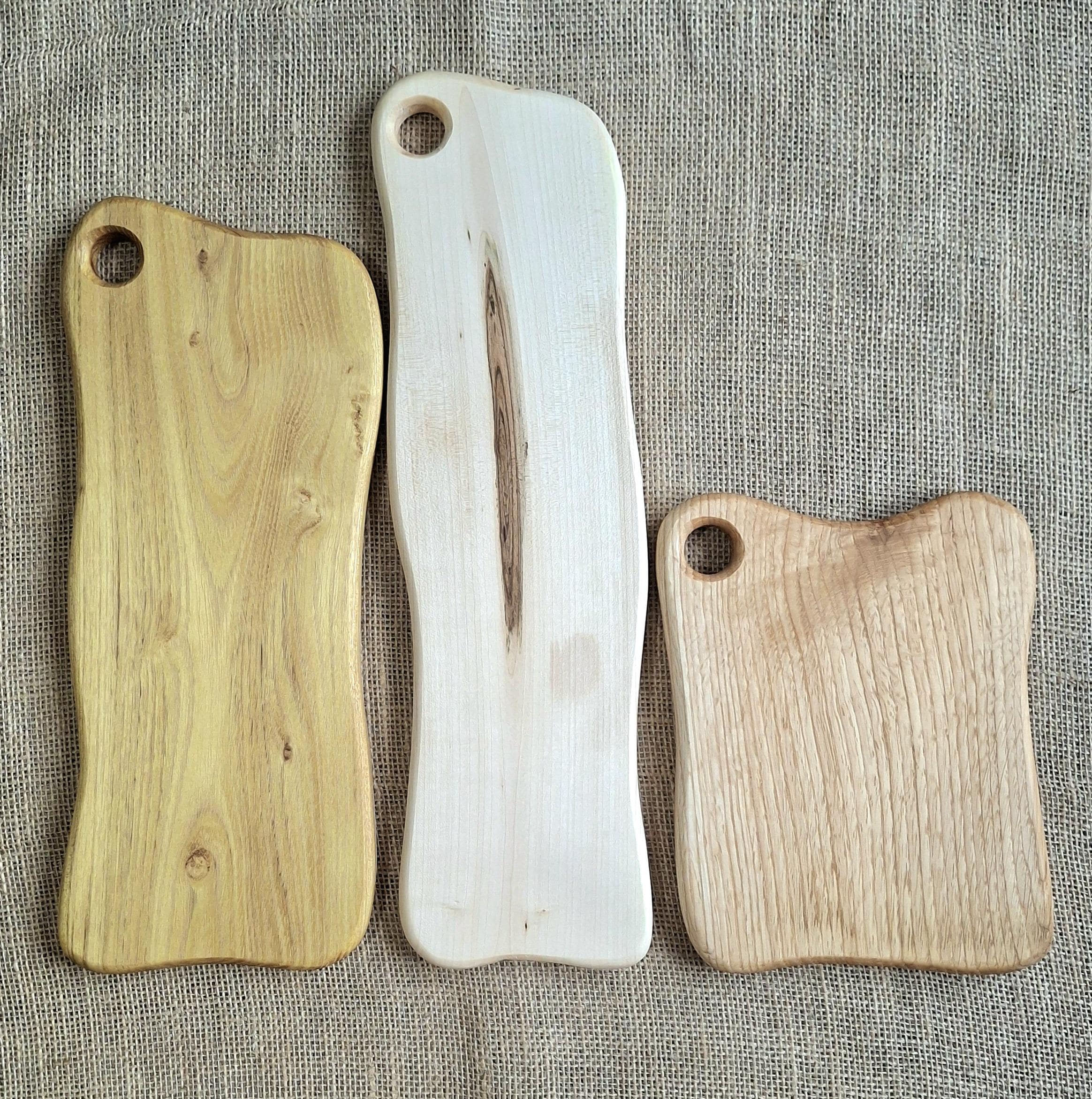 Set of 3 Handmade Wooden Chopping Boards: Oak, Walnut, Acacia Serving Platters — image 3