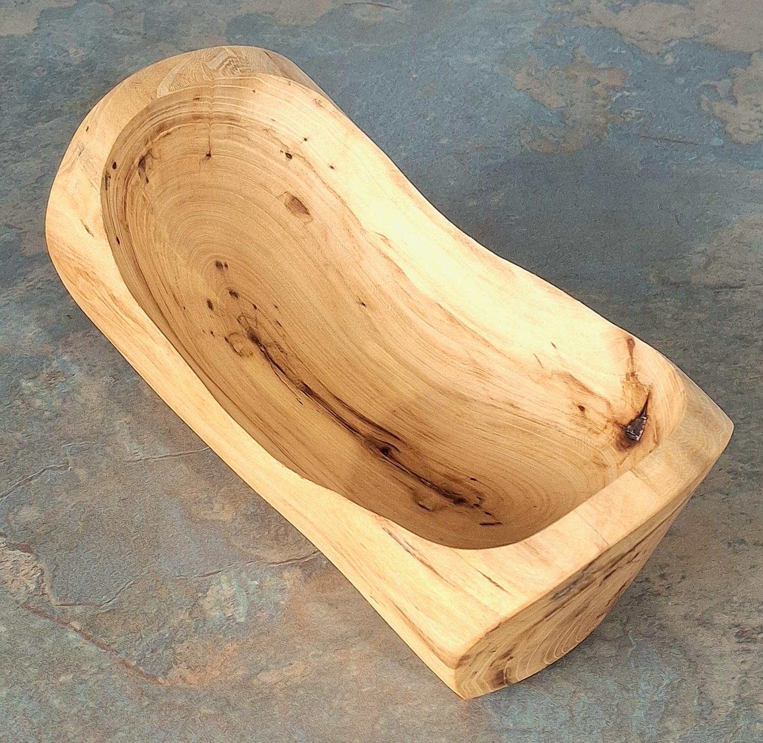 Handmade Oak Wood Bowl: Carved Wood Jewelry Tray, Rustic Decor, Fruit, Salad Serving Dish — image 8