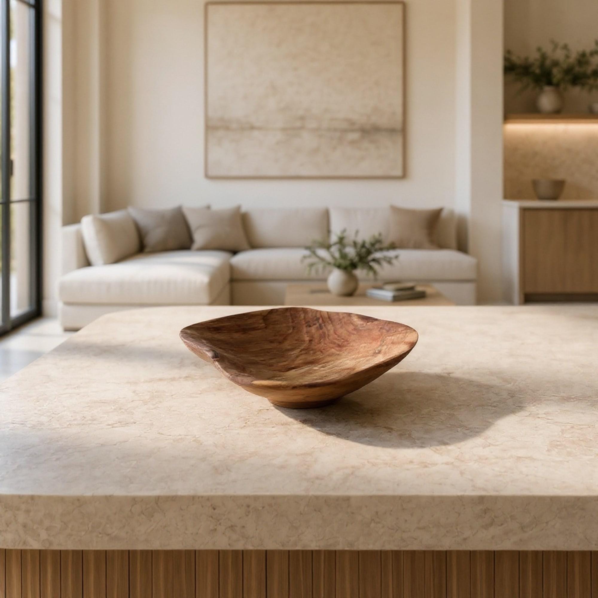 Hand Carved Rustic Wooden Bowl: Walnut wood, Natural Grain — image 6