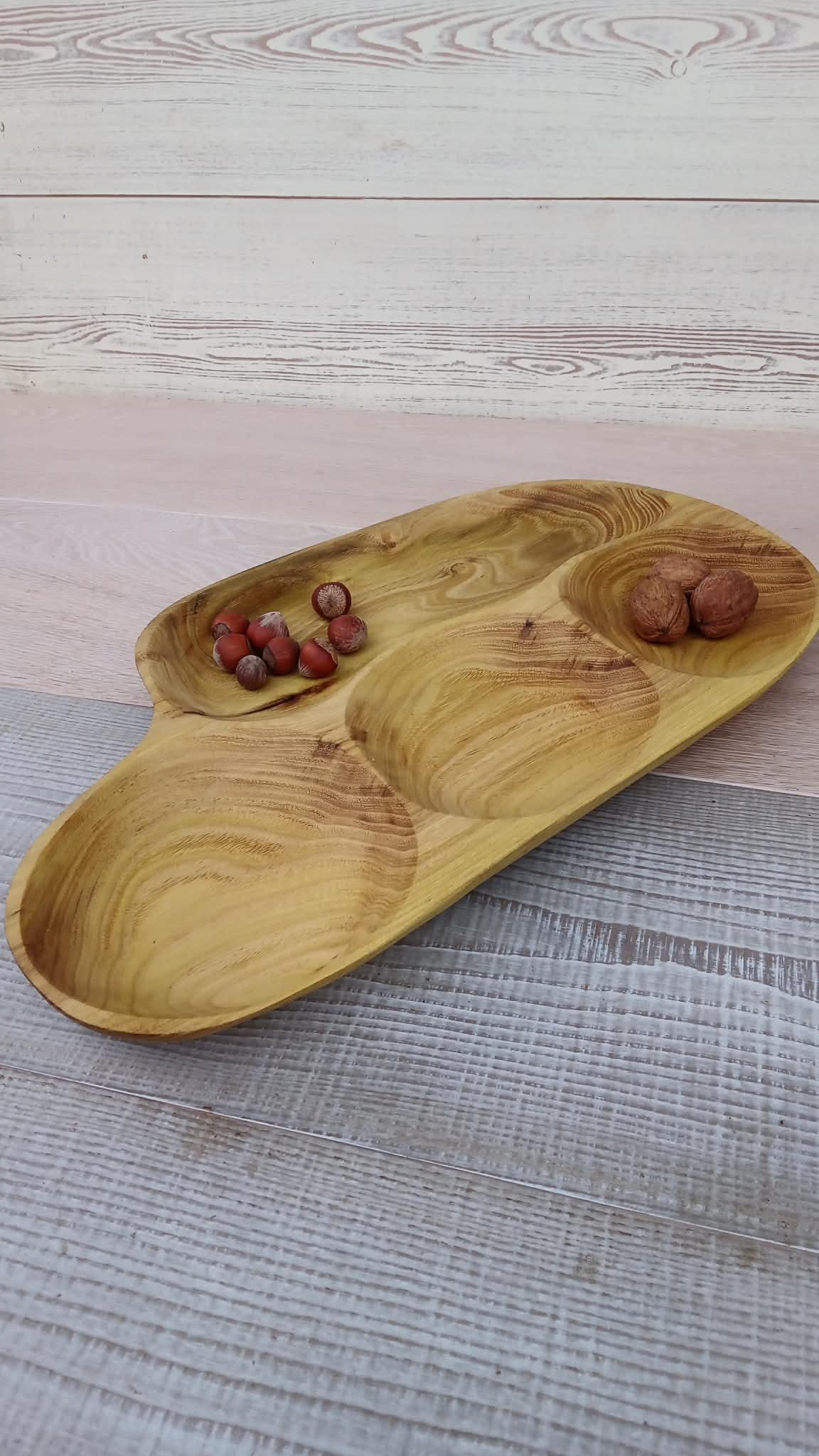 Handmade Wooden Bowls: Fruit or Salad Plate, Serving Platter, Rustic Decor — image 3