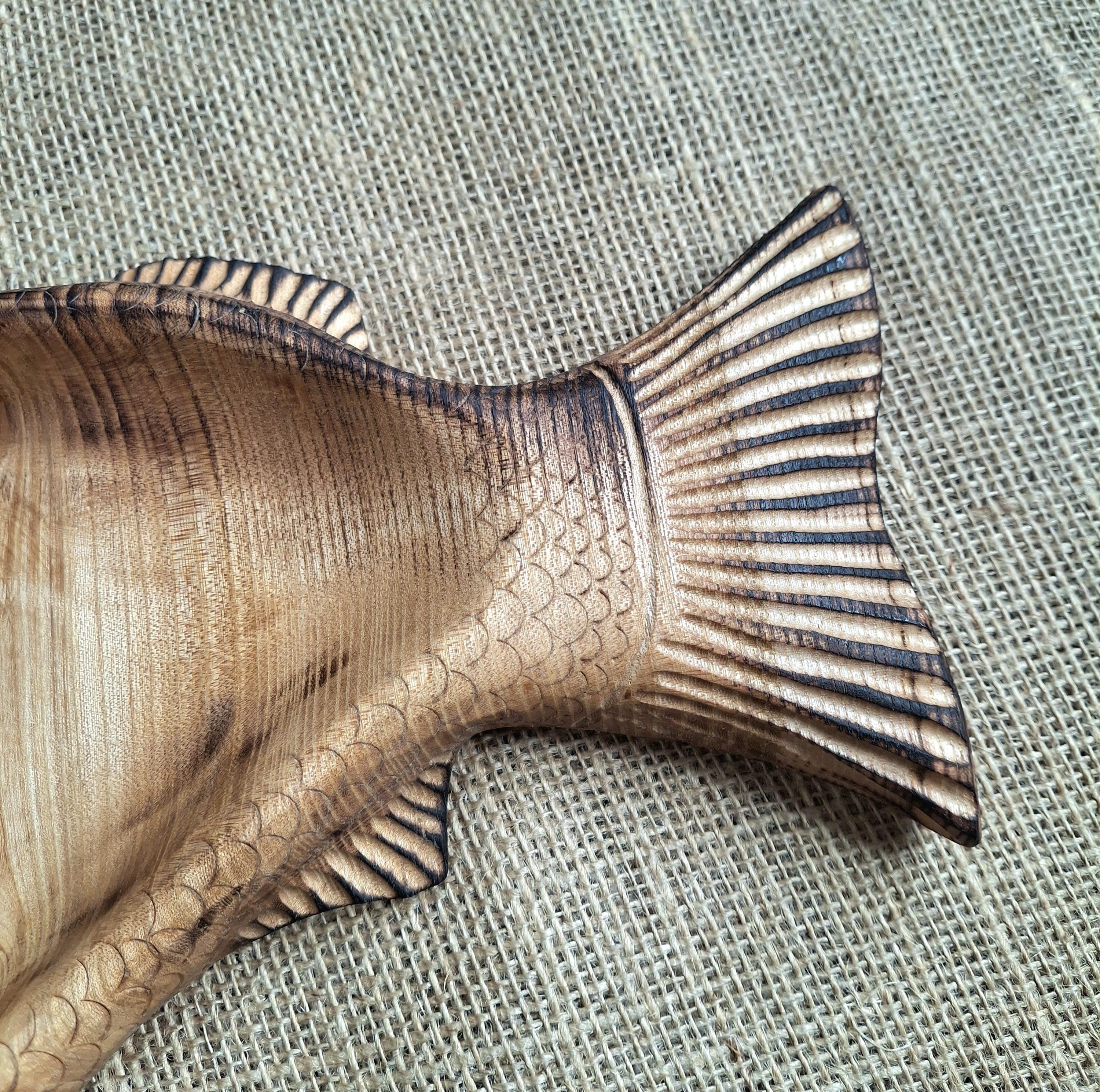 Hand Carved Elm Wood Fish Bowl, Rustic Serving Dish, Unique Kitchen Decor — image 7