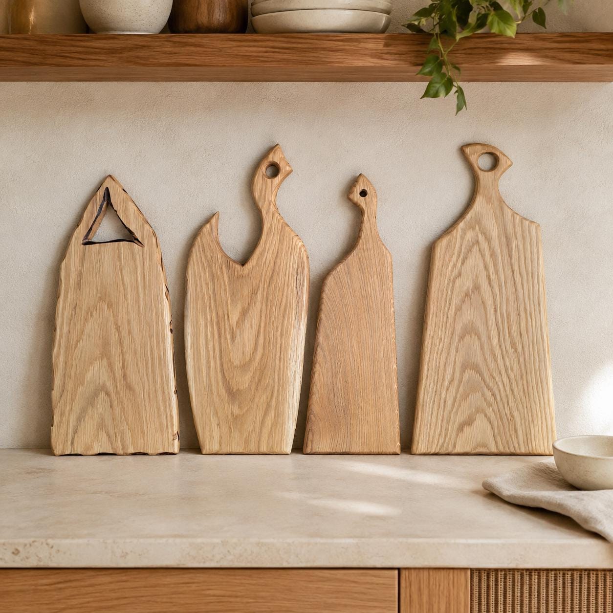 Oak Chopping Board with Asymmetric Curved Handle