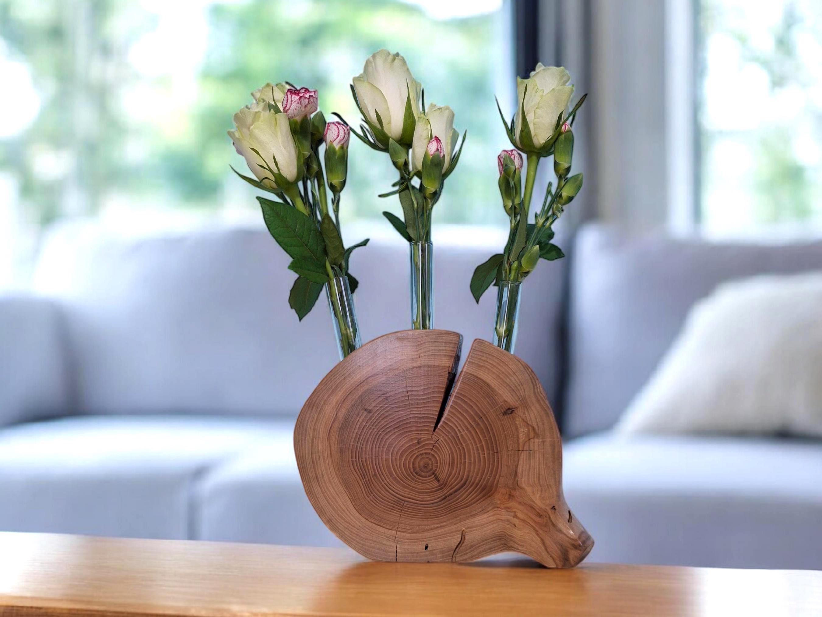 Hand Carved Wood Propagation Vase: Rustic Olive, Acacia, Cherry, Apple — image 4