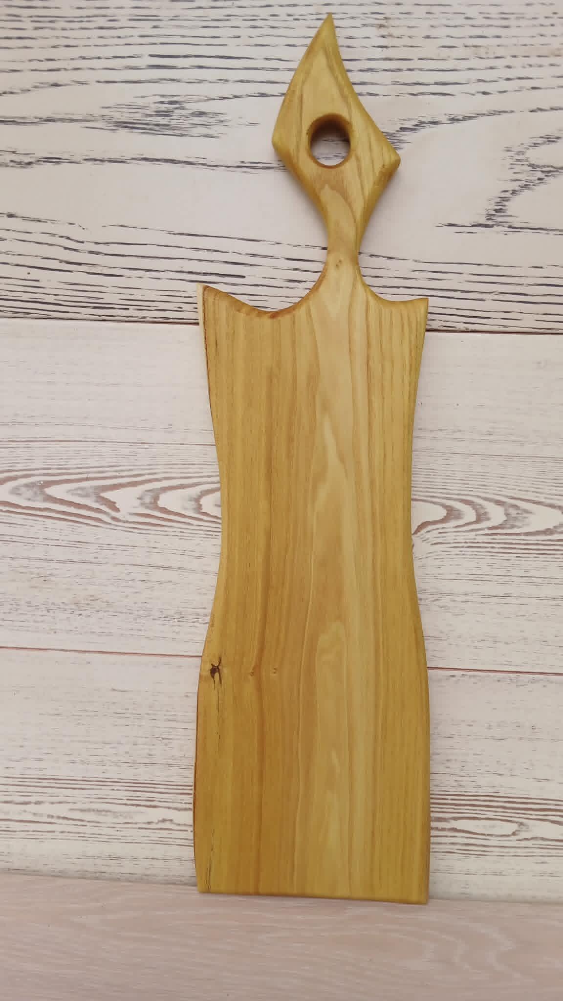 Solid Walnut Wood Chopping Board, Rustic Farmhouse Kitchen Decor, Asymmetric Handle — image 3