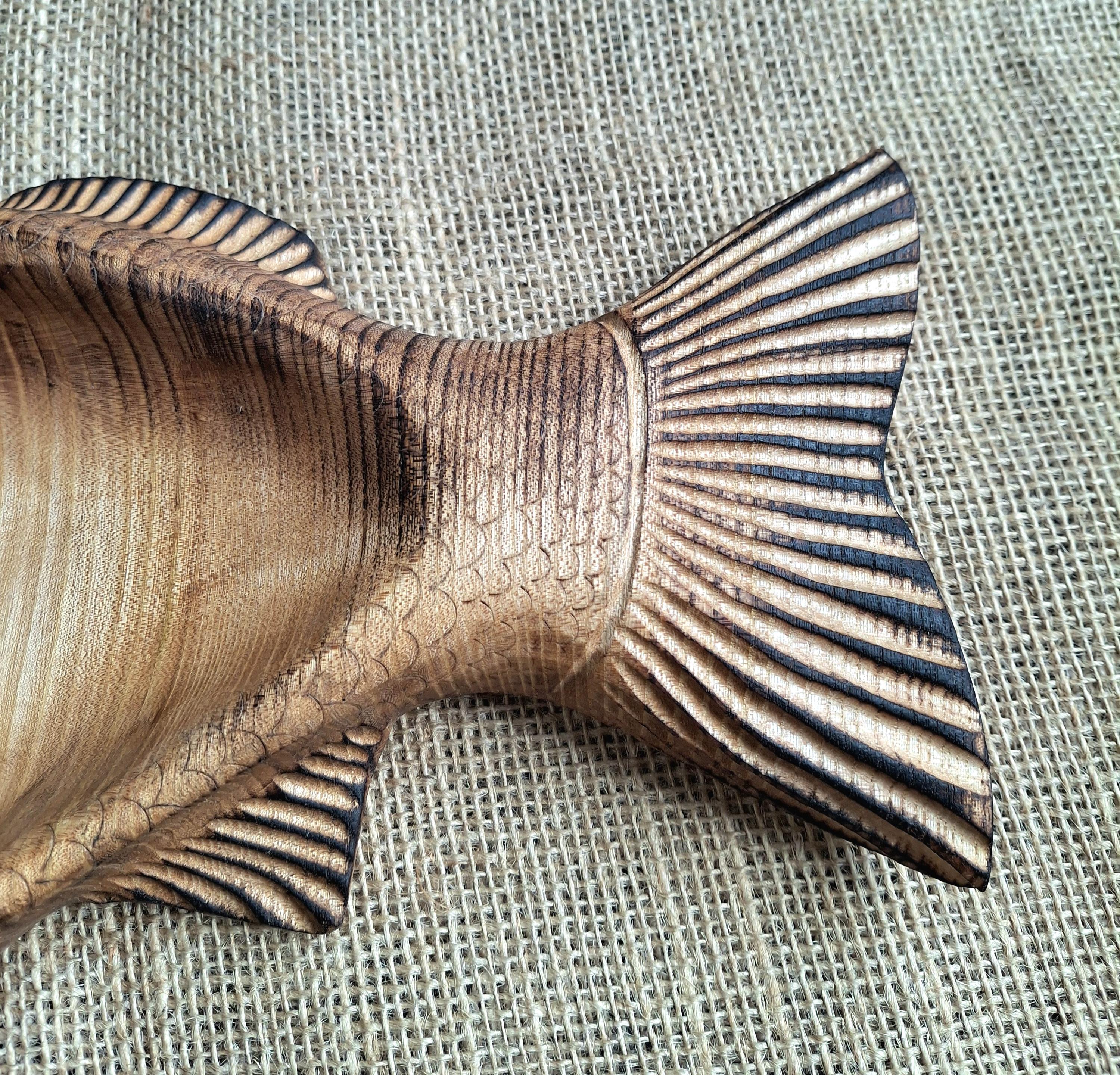 Hand Carved Elm Wood Fish Bowl, Rustic Serving Dish, Unique Kitchen Decor — image 8