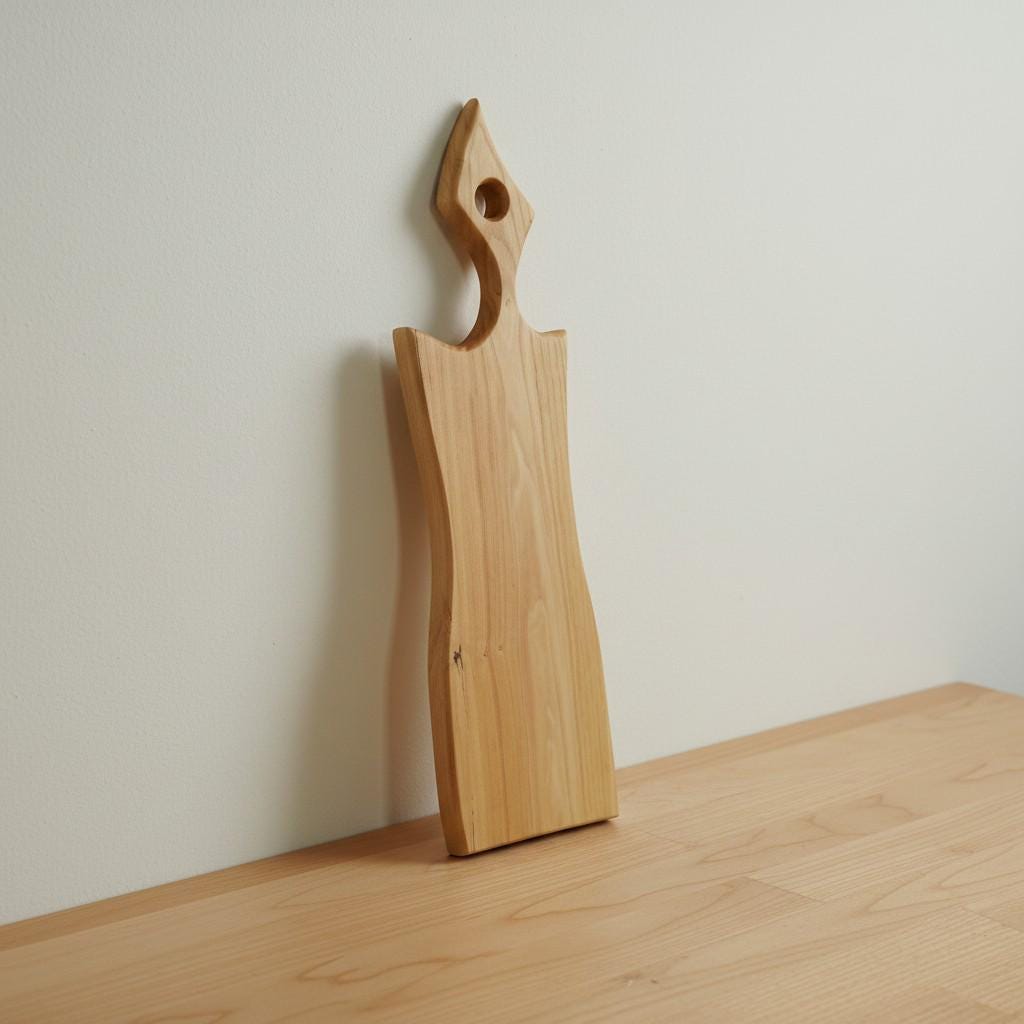 Solid Walnut Wood Chopping Board, Rustic Farmhouse Kitchen Decor, Asymmetric Handle — image 5